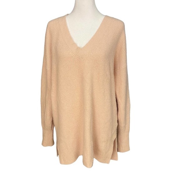 Nordstrom Halogen Pink Chunky Oversized Tunic Sweater Medium v neck - Picture 10 of 11